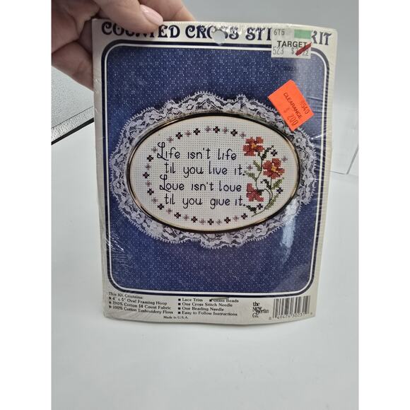 VTG 1986 The New Berlin Co. Counted Cross Stitch 4"x5" Life Love Floral - Picture 1 of 2
